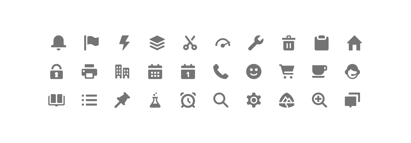 A graphic in white and dark gray, showing what the Salesforce Utility Icons look like.