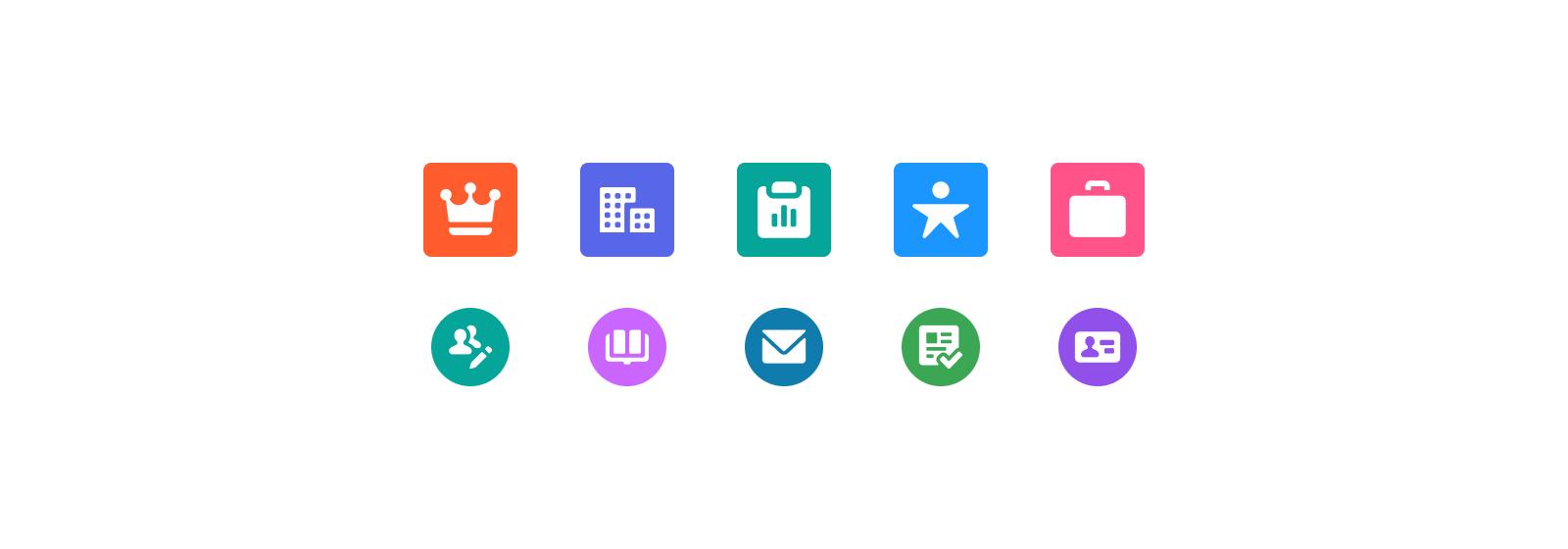 A graphic showing what the Salesforce Iconography Palettes look like on examples of icons.