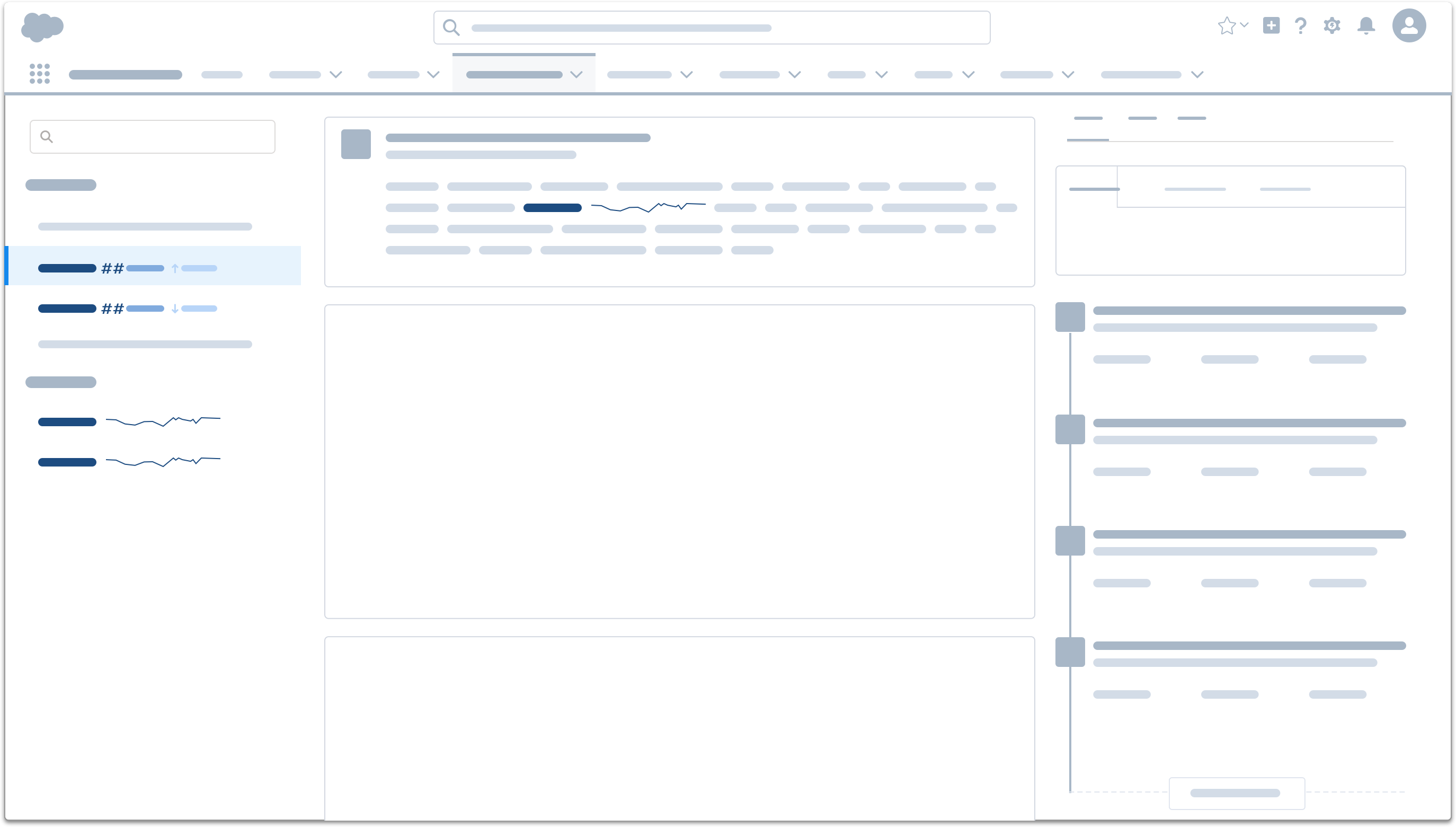 A wireframe showing multiple examples of inline metrics.