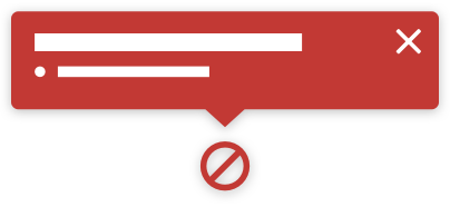 A wireframe example of an error popover.